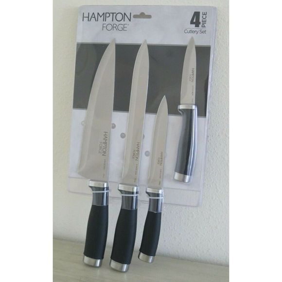 Hampton Forge Silver/Black 4 Piece Stainless Steel Cutlery Set - Picture 1 of 7